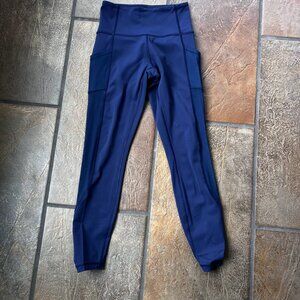 Lululemon Athletica Navy Scrunch Ankle and Sheer Panel Leggings
